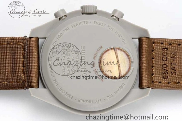 0427 Speedmaster Misson To Saturn 1:1 Best Edition Beige Dial On Nylon Strap Quartz Casual 7861